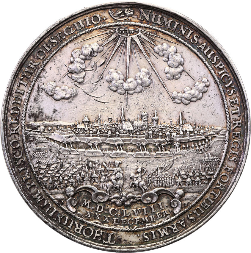 Jan II Kazimierz. Medal na odzyskanie Torunia 1658, Toruń - SREBRO - RZADKOŚĆ